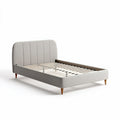 Fabric upholstered platform bed frame with wooden legs 200 x 160 x 30cm