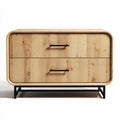 Wooden nightstand with two drawers and metal legs 80 x 40 x 50cm