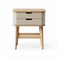 Wood and beige nightstand with two drawers and dimensions 50 x 40 x 60cm