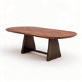 Walnut dining table with modern metal base 200 x 100 x 75cm