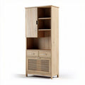 Wooden storage cabinet with shelves and drawers 180 x 80 x 40cm natural finish