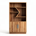 Wooden bookshelf with storage cabinet and asymmetrical design 180 x 90 x 35cm