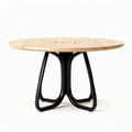 Round dining table with oak wood top and black metal base 120 x 120 x 75cm