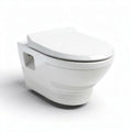 Wall-mounted toilet bowl in white ceramic with elongated design 50 x 35 x 30cm