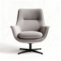 Swivel accent chair in light gray fabric with metal base 80 x 75 x 90cm