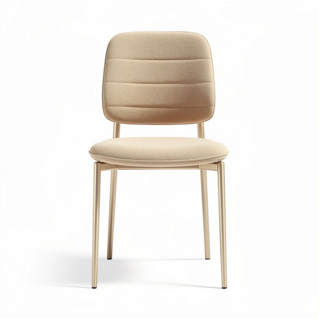 Fabric upholstered dining chair with metal frame in beige 45 x 45 x 85cm