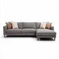 Sectional sofa in gray fabric with accent pillows 230 x 95 x 85cm
