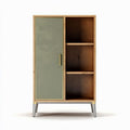 Wooden storage cabinet with green door and three open shelves 80 x 40 x 120cm